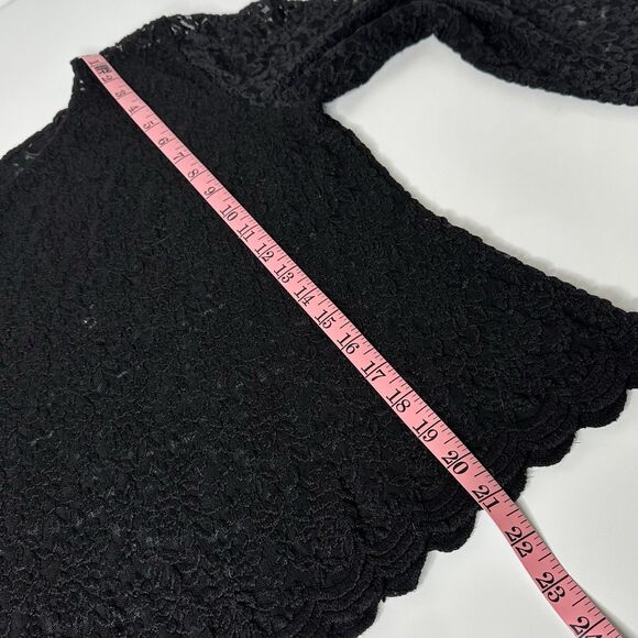 Black Sheer Floral Mesh Top Womens Sz S? Long Sleeve Dark Romantic Fairy Witchy - Picture 10 of 12